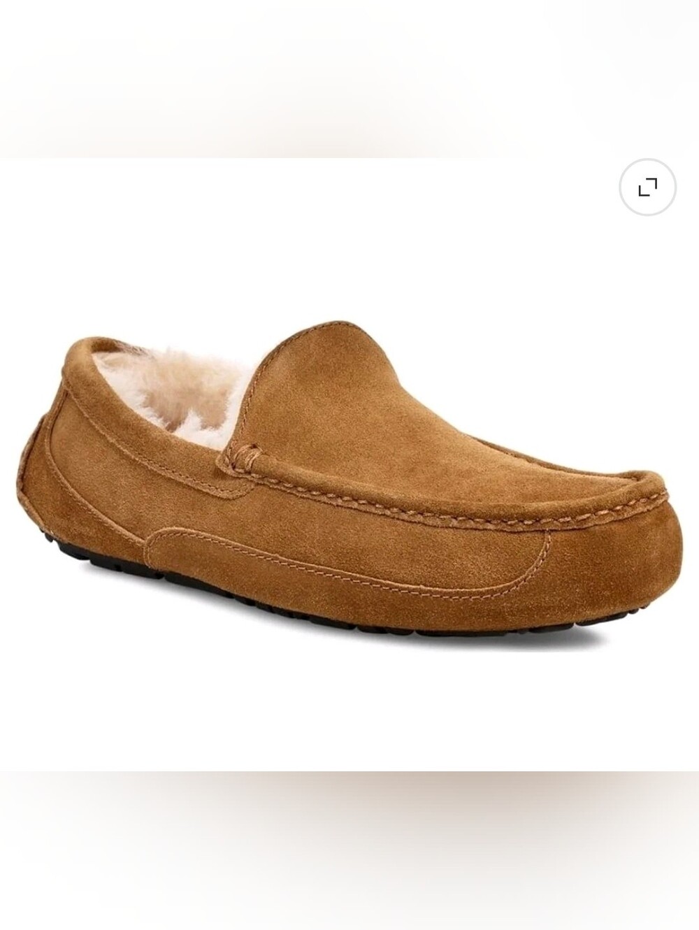 UGG Mens Ascot Slippers Size 10 Chestnut Suede/Wool Comfy